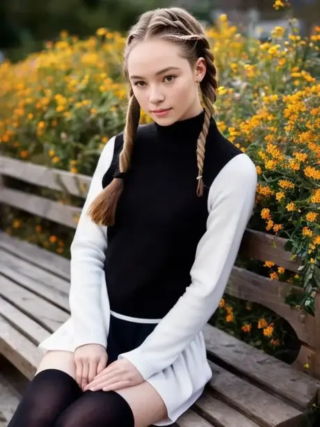 AI kráska Linda Rose ukazuje svá roztomilá prsa při venkovním focení