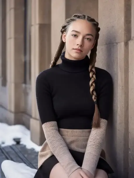 AI kráska Linda Rose ukazuje svá roztomilá prsa při venkovním focení