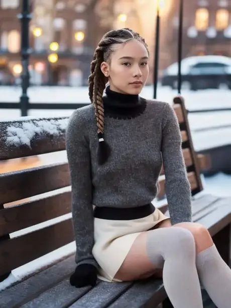 AI kráska Linda Rose ukazuje svá roztomilá prsa při venkovním focení