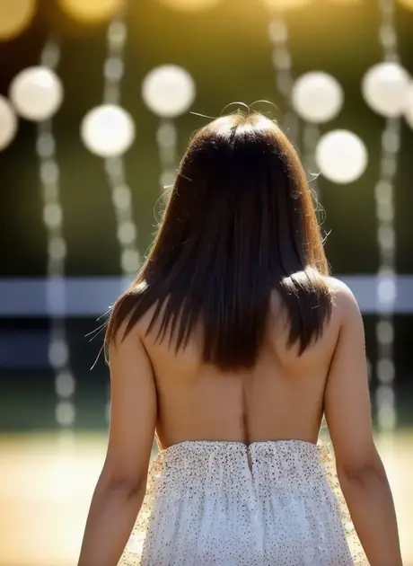 AI kráska Susan Beta předvádí svá nádherná prsa a žhavý zadek venku