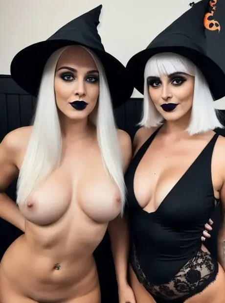 AI-generated blonde beauties display their stunning breasts on Halloween