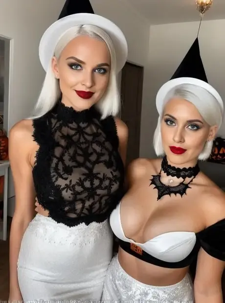 AI-generované blond krásky předvádějí svá nádherná prsa na Halloween