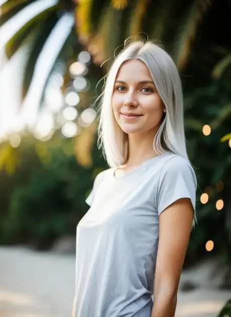 Lisa Faina vytvořená pomocí AI ukazuje svá pěkná prsa na pláži