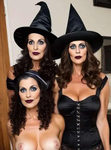 AI generovaná MILF Claudia Lewis předvádí svá velká prsa na halloweenské párty
