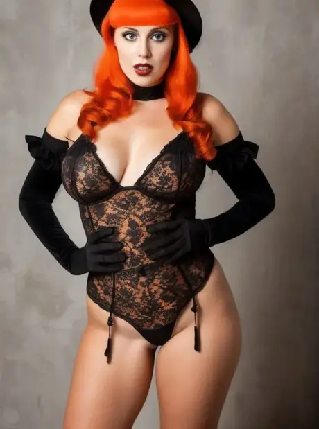 AI generovaná zrzka Linda Lunswille svádí na Halloween svými velkými prsy