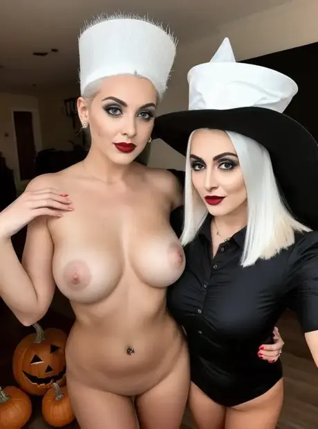 La strega generata dall'IA Nellie Emery mette in mostra il suo seno enorme a una festa in casa