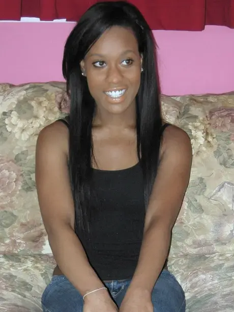Amateur ebony Rachel shows off her hard nipples and gorgeous slim body