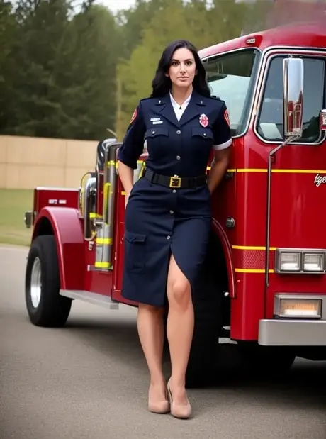 Anna Zold Dressed in Firefighter Uniform Strips Down and Poses