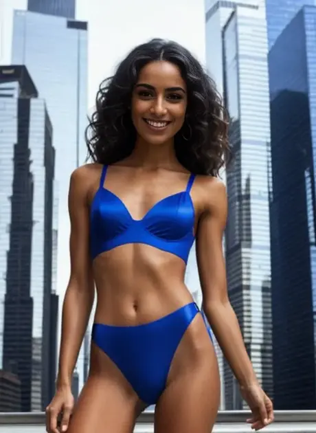 Krásná štíhlá modelka Miss Bundle ukazuje svá malá prsa při pózování ve městě