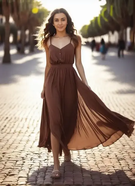Brunetka Olga Milana si svléká šaty a prochází se nahá pod širým nebem
