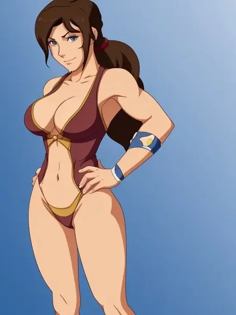 Den kurviga anime-baben Korra från The Legend of Korra i ett poseringskompilation