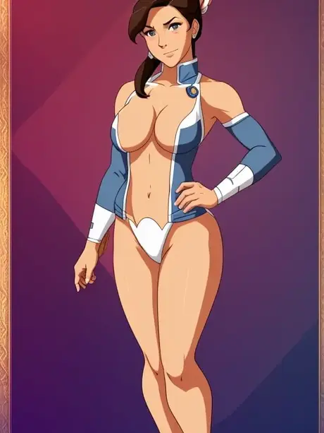 Den kurviga anime-baben Korra från The Legend of Korra i ett poseringskompilation