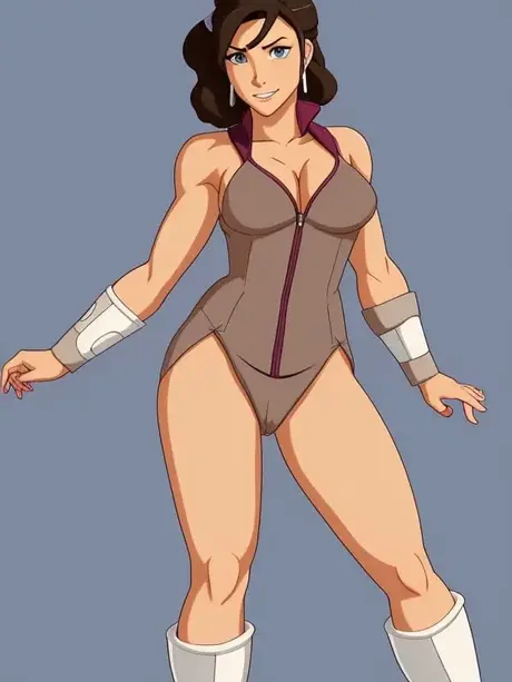 Den kurviga anime-baben Korra från The Legend of Korra i ett poseringskompilation