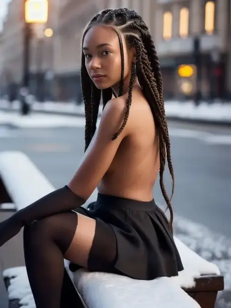 Tmavá AI modelka Betty Lester odhaluje svá horká prsa na veřejnosti