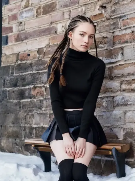 Krásná modelka vytvořená AI Linda Rose odhaluje svá bezchybná prsa v exteriéru