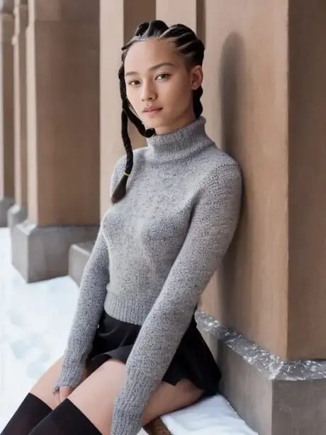 Krásná modelka vytvořená AI Linda Rose odhaluje svá bezchybná prsa v exteriéru