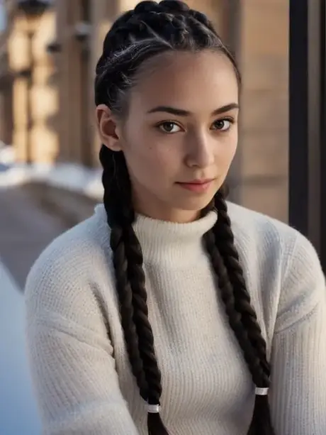 Krásná modelka vytvořená AI Linda Rose odhaluje svá bezchybná prsa v exteriéru
