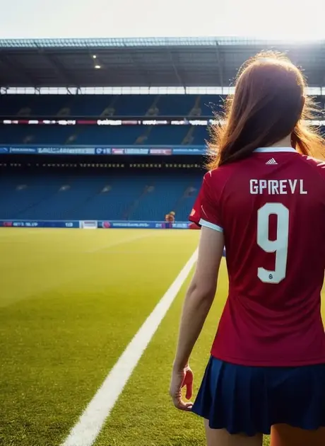Hanna Jane, fotbalistka vytvořená AI, pózuje nahá na hřišti