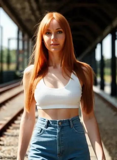 Liza Hunswot se svléká a pózuje nahá na nádraží v této sexy galerii vytvořené AI