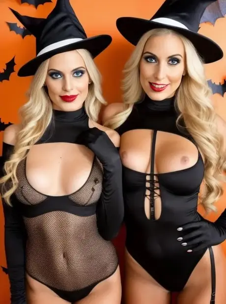 Mila Winslow and Friends Go Topless at the Halloween Party