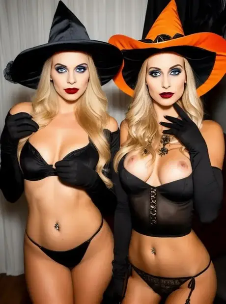 Mila Winslow and Friends Go Topless at the Halloween Party