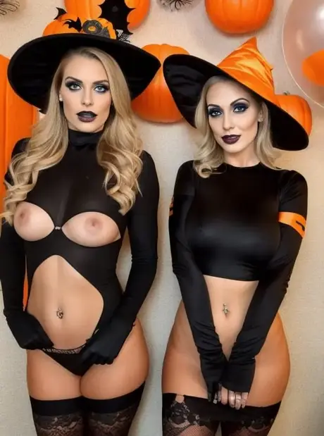 Mila Winslowとセクシーな女友達がハロウィンに大きな胸を披露