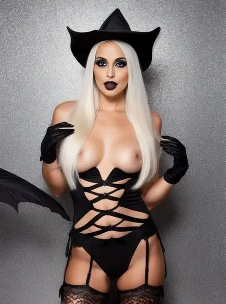 Sandra Wilkins, blond kráska, koketuje v černém prádle na Halloween