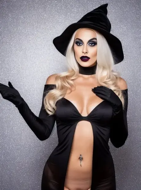 Sandra Wilkins, blond kráska, koketuje v černém prádle na Halloween