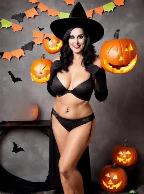 Sasha Lansday provoca con le sue tette grosse in una sexy galleria di Halloween generata con AI