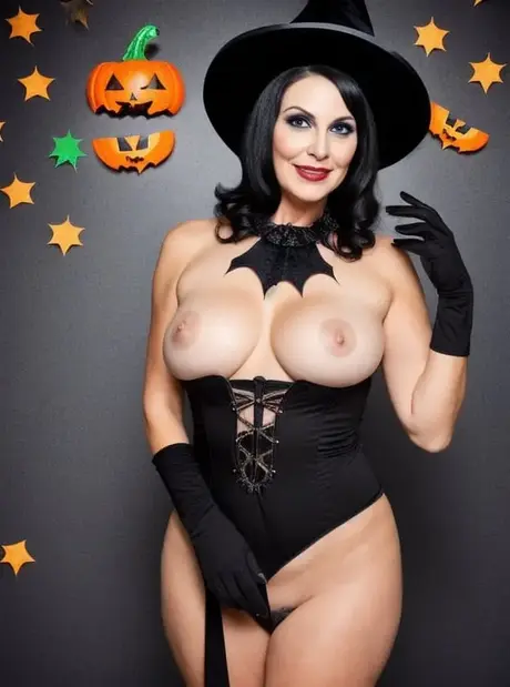 Sasha Lansday, plnozadá MILF vygenerovaná AI, na Halloween láká svými velkými prsy