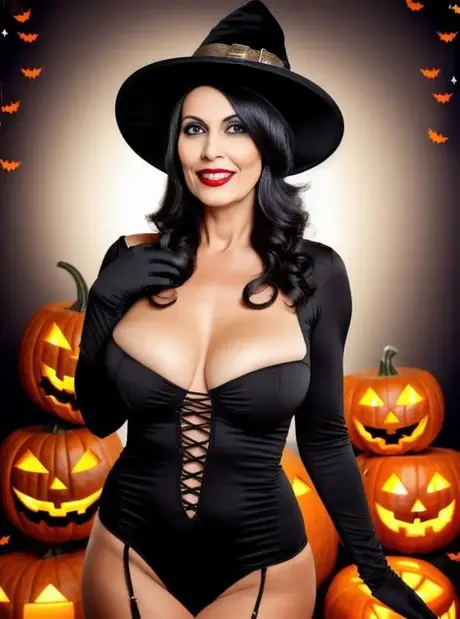 Sasha Lansday, la bellezza formosa generata dall'IA, stuzzica con le sue tentatrici attrattive a Halloween