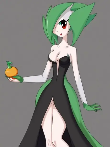 Štíhlá Gardevoir z anime s mimozemským vzhledem předvádí svá neobvyklá prsa a úzký pas