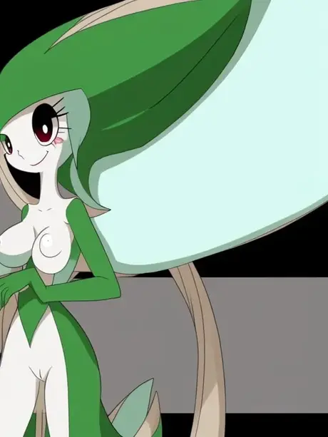 Štíhlá Gardevoir z anime s mimozemským vzhledem předvádí svá neobvyklá prsa a úzký pas