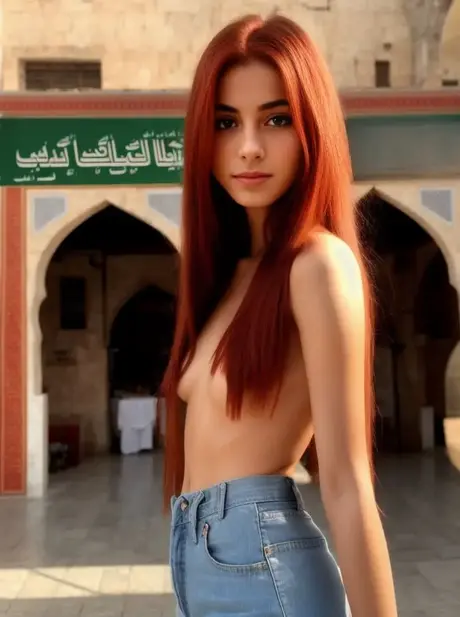 Štíhlá zrzka Redhead Panter ukazuje svá malá prsa a oholenou píču