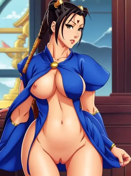 Street Fighters Chun-Li, animebomben, frister med sine enorme bryster