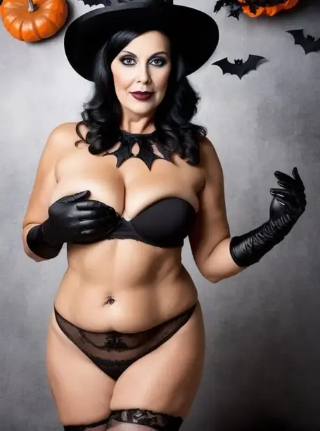 La splendida MILF generata dall'AI Sasha Lansday mette in mostra i suoi grandi seni a Halloween