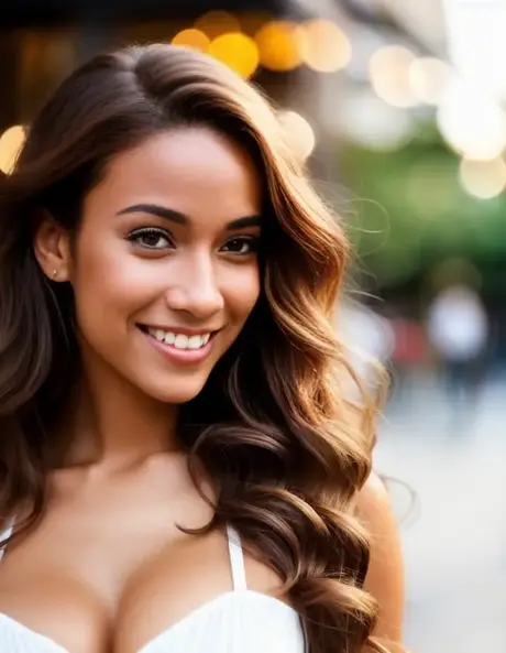 Úchvatná modelka generovaná AI Ash Kirbi předvádí svá bezchybná prsa venku