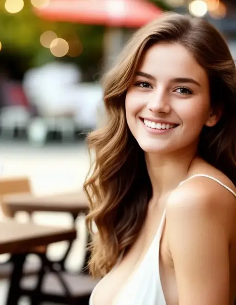 Úchvatná modelka generovaná AI Ash Kirbi předvádí svá bezchybná prsa venku