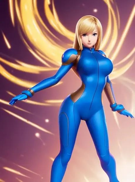 Samus Zero Suit, biuściasta hentai-laseczka, kusi dużymi piersiami w seksownych strojach