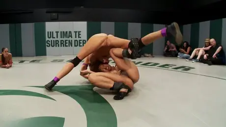 Naked Female Wrestlers Compete in the Ring