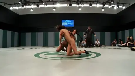 Naked Female Wrestlers Compete in the Ring