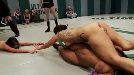 Naked Female Wrestlers Compete in the Ring