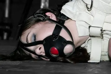 Sasha Grey ukarana elektryczną zabawką erotyczną w kaftanie bezpieczeństwa