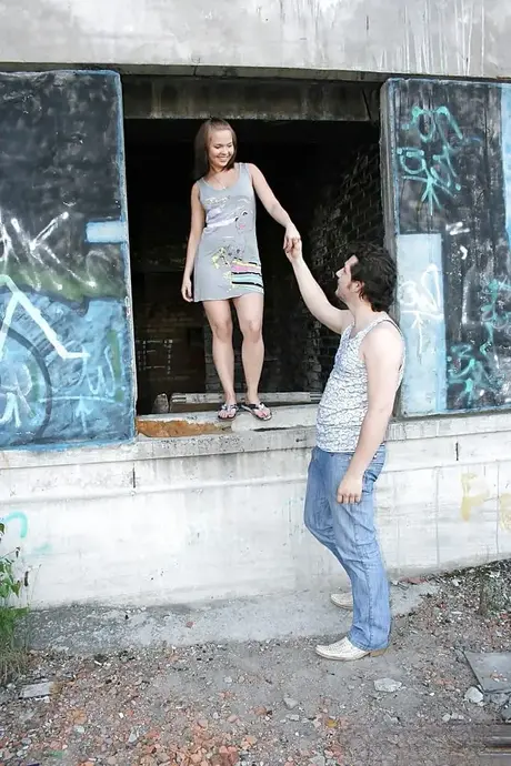 Horny teen gets fucked outdoors and jizzed on her face and tits